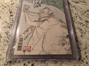 Original Sin # 1 CGC 9.8 SIGNED By Jason Aaron Caldwell Sketch Variant Cover HTF 