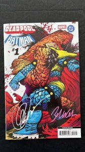 DEADPOOL BATMAN #1 DANIEL WARREN JOHNSON VAR 2X SIGNED CAPULLO/WELLS NYCC COA NM