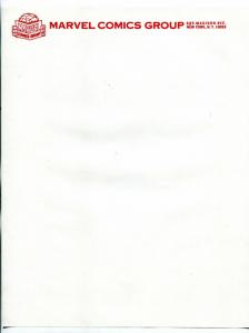 Marvel Comics Group unused Stationary THING - red letterhead