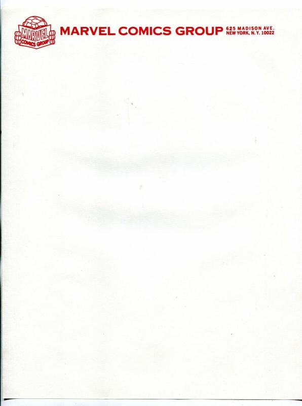 Marvel Comics Group unused Stationary THING - red letterhead