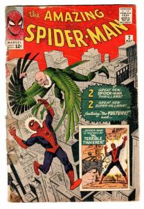 AMAZING SPIDER-MAN #2 comic book 1963-MARVEL-STEVE DITKO-FIRST VULTURE