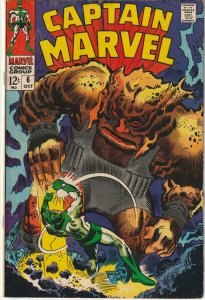 Captain Marvel Vol 1 # 6 VG/FN Marvel 1968 Silver Age [E4]