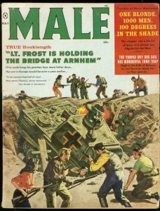MALE MAY 1960-WILD TANK COVER-FRENCH OIL TOWN-BAMA ART VG-