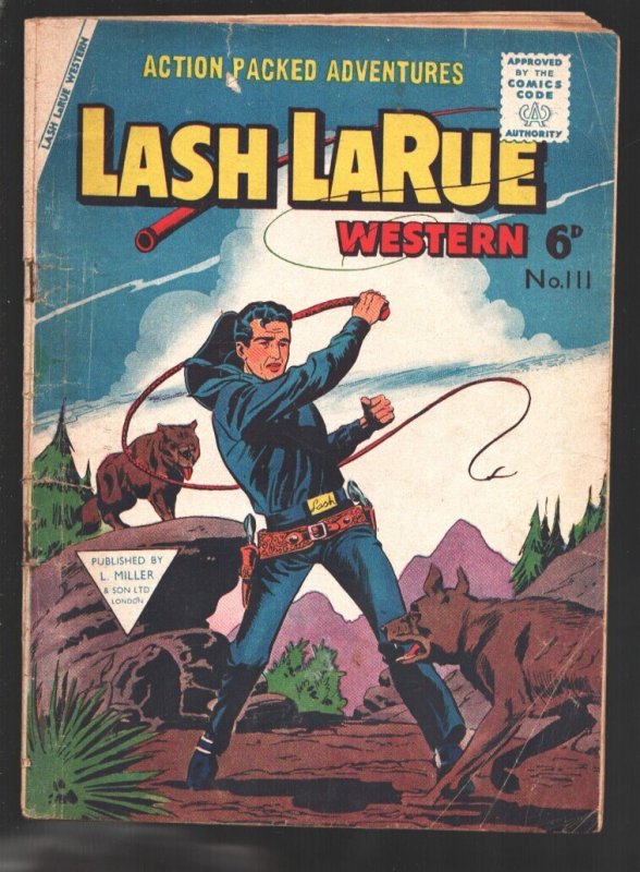 Lash LaRue #111 1963-Cover did not appear on U.S. issue-Back photo ad for Bri...