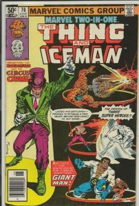 Marvel Two-in-One #76 ORIGINAL Vintage 1981 Marvel Comics Thing Iceman
