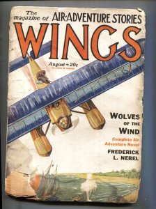WINGS--AUG 1928--SEA PLANE COVER--AVIATION PULP MAGAZINE--Rare!
