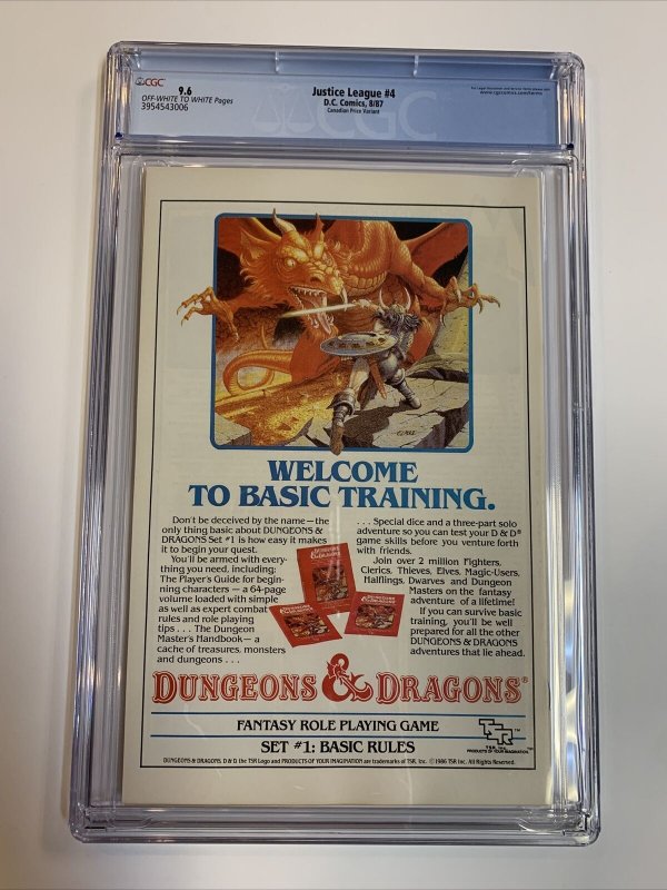 Justice League (1987) # 4 (CGC 9.6 OWWP) CPV Canadian Price Variants | Census 2