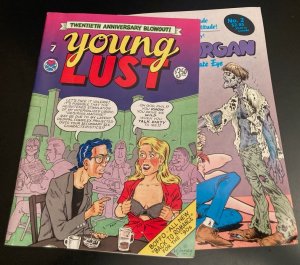 YOUNG LUST #7 (Last Gasp/1990) *20th Anniv. Issue!* + CASE MORGAN #2 (1991) VF