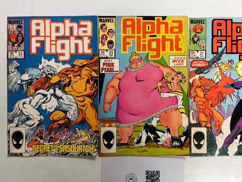 3 Alpha Flight Marvel Comic Books # 21 22 23 Avengers Defenders Thor 83 JS67