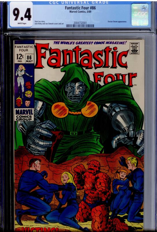 Fantastic Four #86 CGC 9.4 WHITE pages  Doctor Doom 