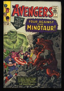 Avengers #17 FN+ 6.5 Hulk Captain America Hawkeye Stan Lee!