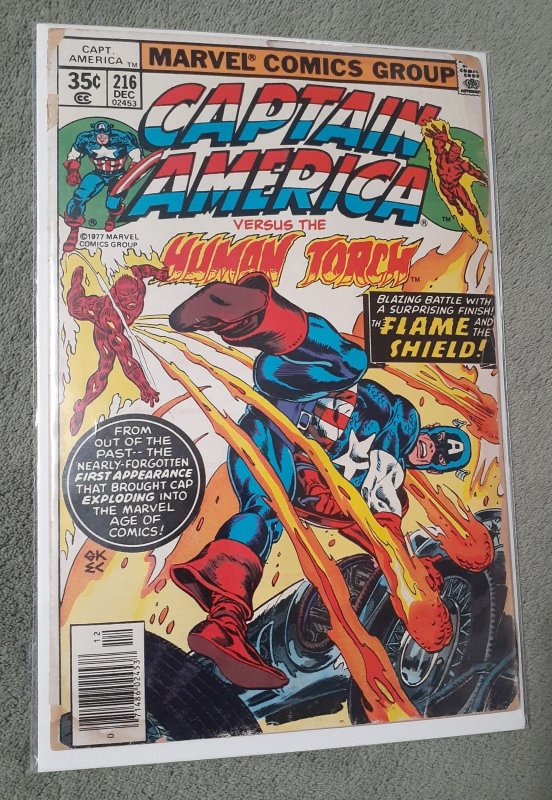 Captain America #216 (1977) Classic Torch v Cap Battle! Jack Kirby GD/1.7 Reader