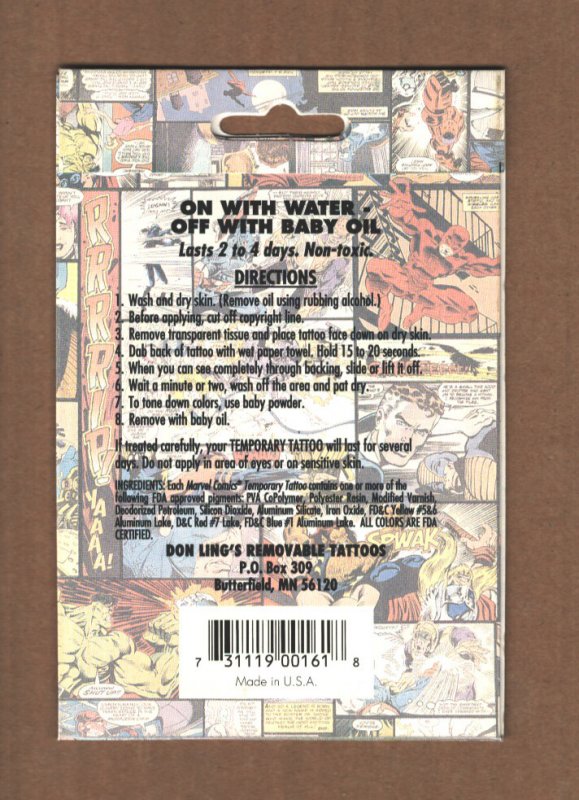 Rogue X-Men 1993 Temporary Tattoos Sealed Brand New Jim Lee