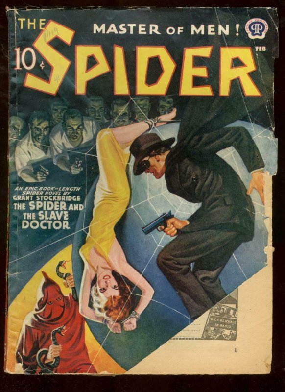 THE SPIDER FEB 1941 HOODED MENACE RATTLESNAKE COVER G- 