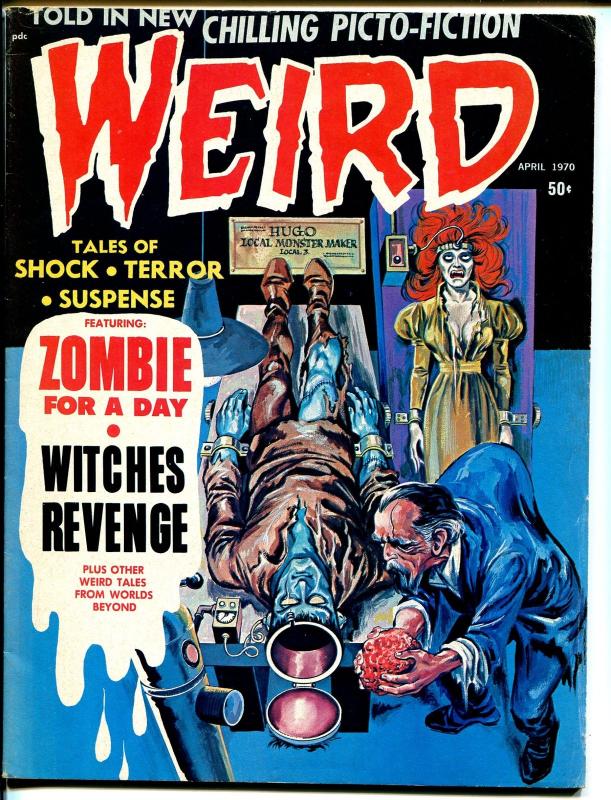 Weird  Vol. 4 #2  1970-Brain transplant cover-zombies-horror-torture-FN-