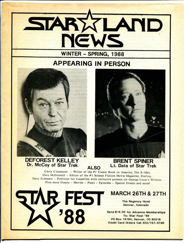 Star Land News-Winter 1988-Star Trek fanzine-ads-convention info-VF
