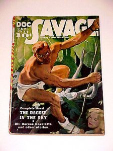 DOC SAVAGE PULP-DECEMBER 1939-WILD COVER --BILL BARNES FN