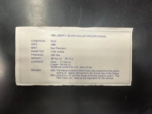 1986 US Liberty Coins: Silver Proof Dollar and Half Dollar + 1989 Half Dollar