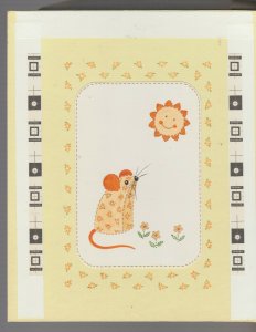 HOPE TO SEE YOU SOON Cute Mouse w/ Flowers & Sun 7x9 Greeting Card Art #C9336