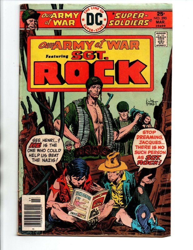 Our Army at War #290 -Sgt Rock- Kubert -Superman Page by Neal Adams-1976- GD/VG 