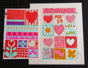 REMEMBER LOVE in Multi-Panels & Hearts Bird 2pcs 6.5x8 Greeting Card Art #V3415