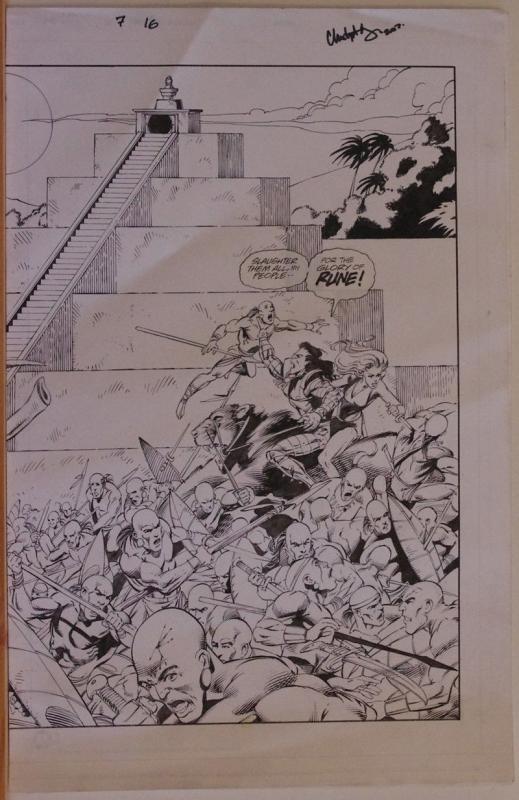 JAVIER SALTARES CHRIS IVY original art, RUNE #7 pgs 15-16, Double Splash, Battle