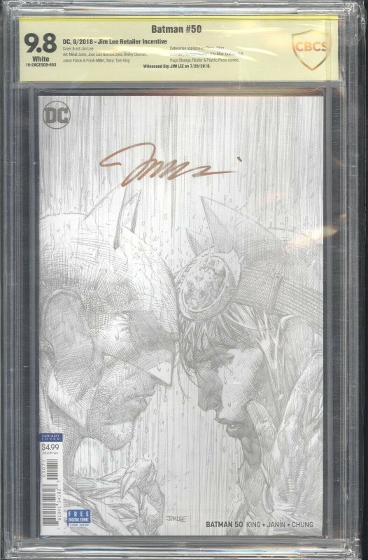 Batman #50 Lee CBCS 9.8 Signed by Jim Lee