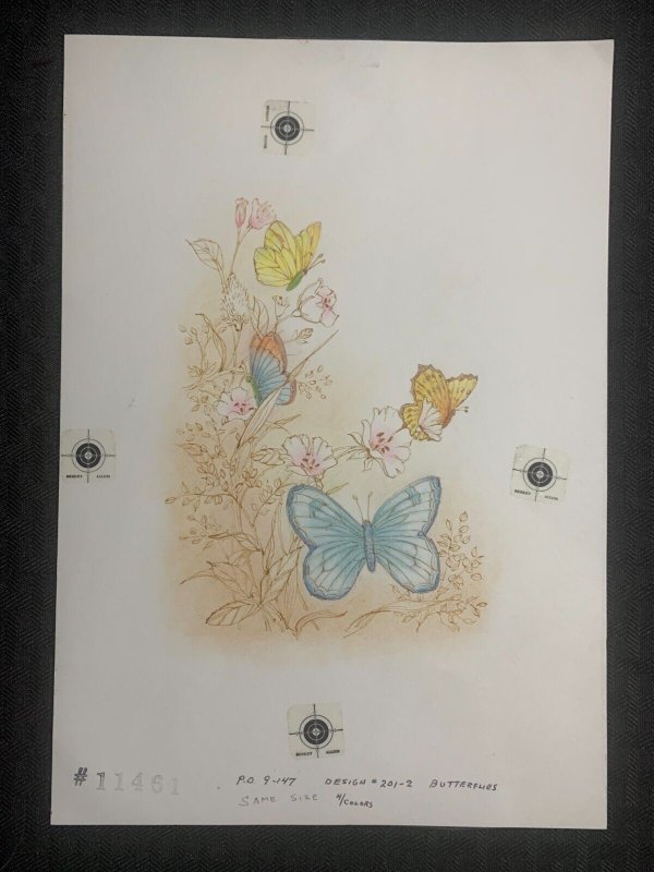 HAPPY MOTHERS DAY Butterflies and Pink Flowers 7x10 Greeting Card Art #9-147