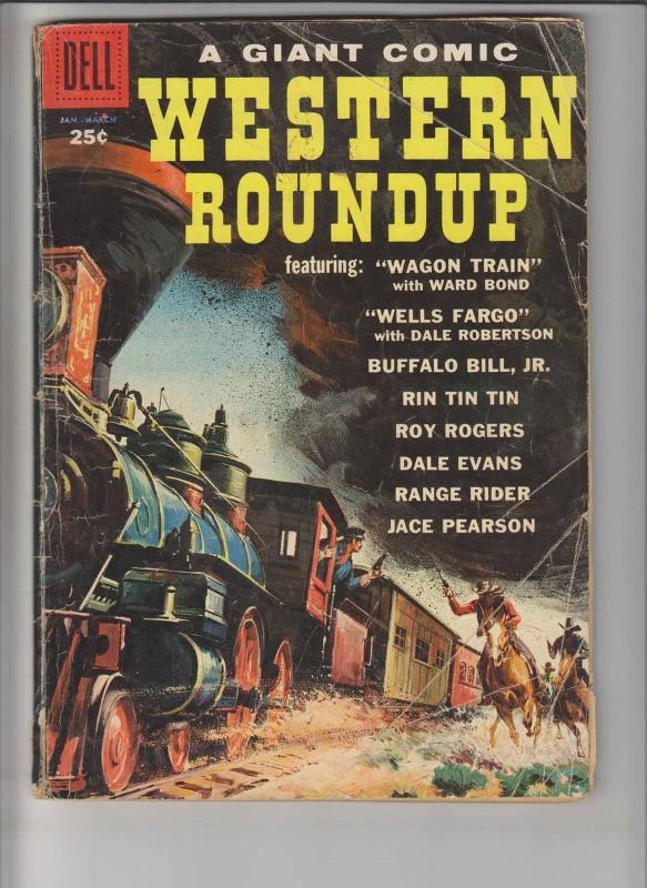 Western Roundup #25 VG dell giant - roy rogers - buffalo bill - rin tin tin 1959