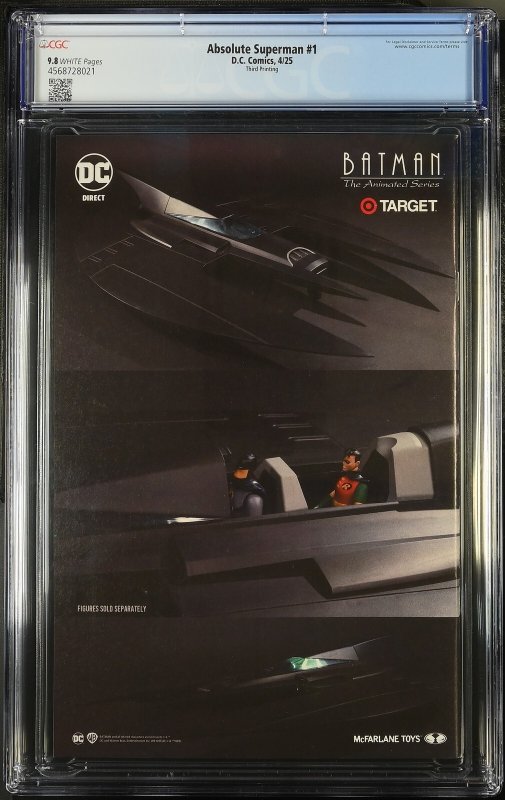 ABSOLUTE SUPERMAN #1 DC COMICS 2025 JIM LEE 3RD PRINT VARIANT CGC 9.8 NM