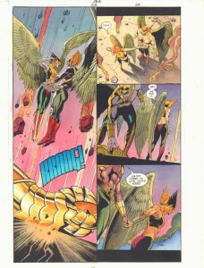 JSA #25 p.29 Color Guide Art - Great Hawkman and Hawkgirl - 2001 by John Kalisz