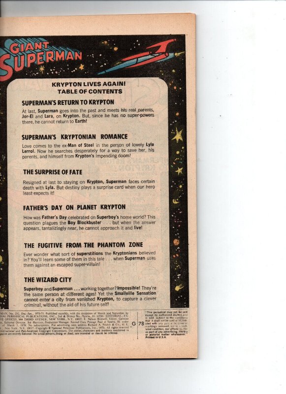 Superman #232 - G-78 - Krypton - 1970 - FN/VF