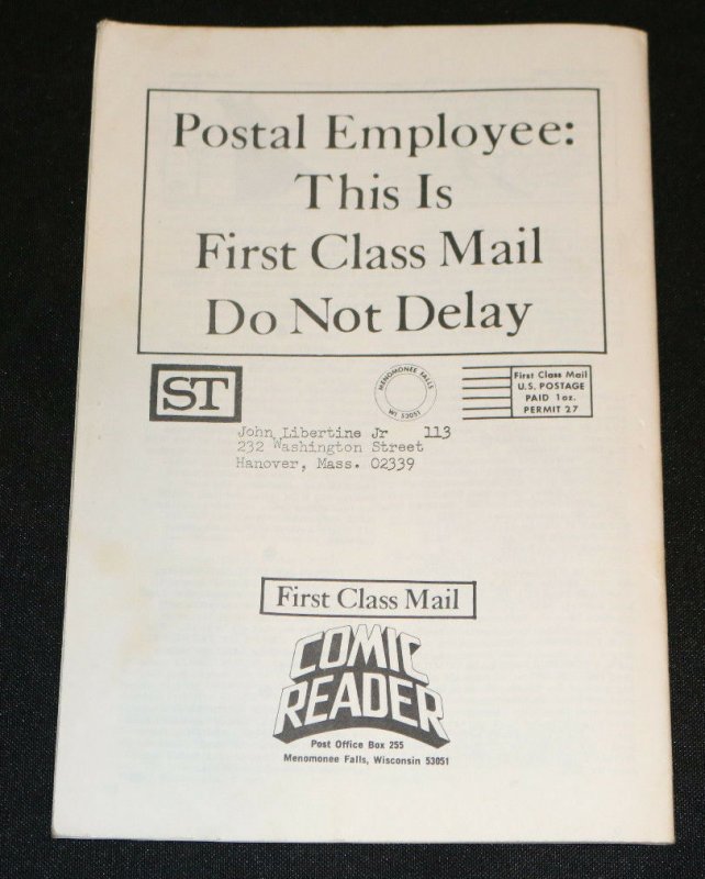 1974 August The Comic Reader Fanzine #109 Incredible Hulk #181 Issue FVF