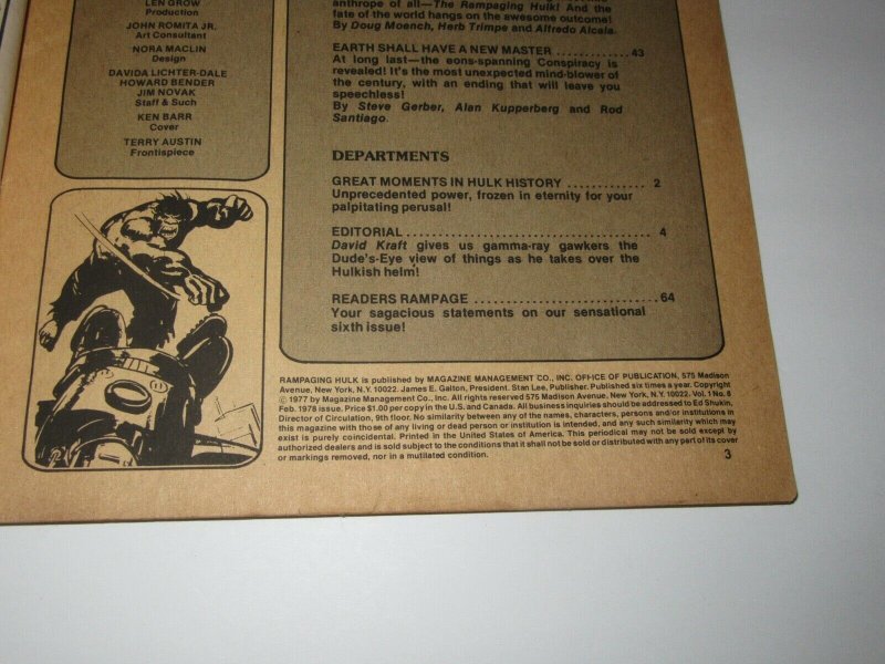 Rampaging Hulk #8 Magazine 1978 Marvel GD