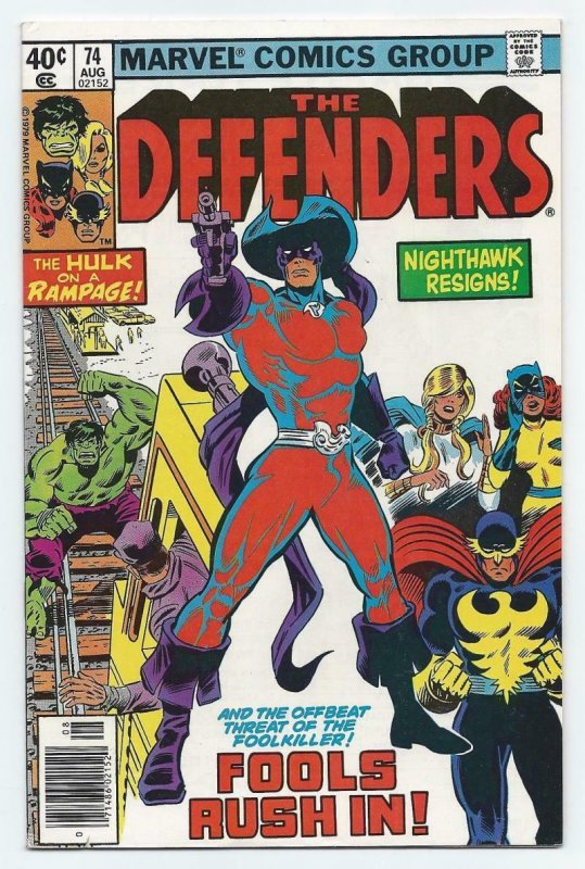 DEFENDERS #74, VF+, Hulk, HellCat, Valkyrie, FoolKiller, 1972 1979, Marvel