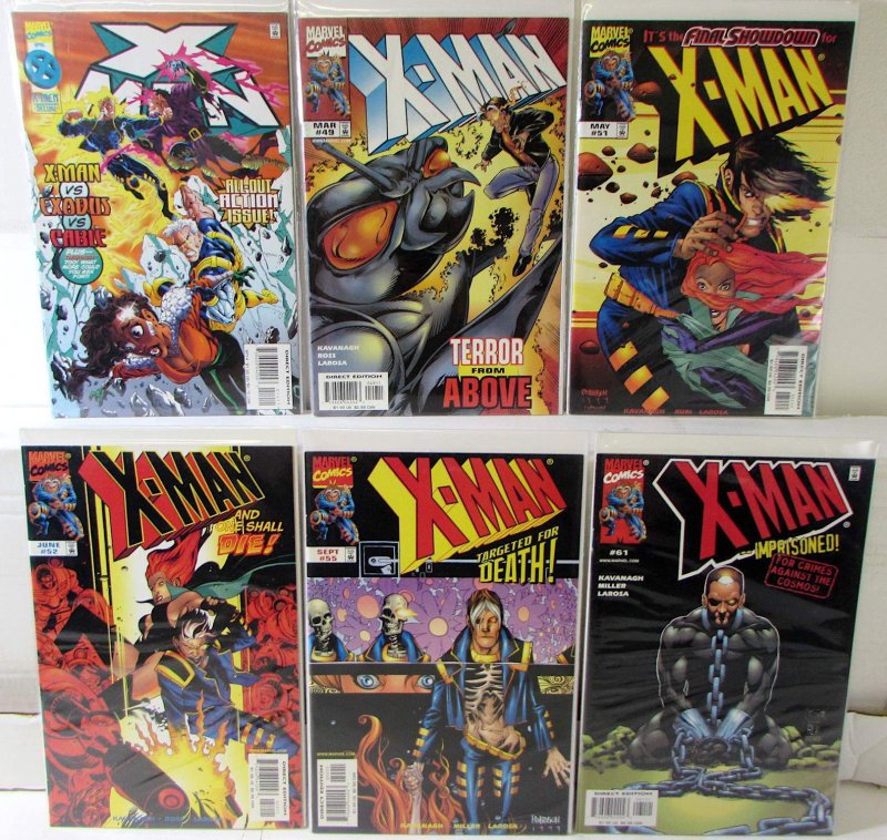 X-Man Lot of 6 #14, 49, 51, 52, 55, 61 1999 Marvel 8.5 Exodus Cable Comics