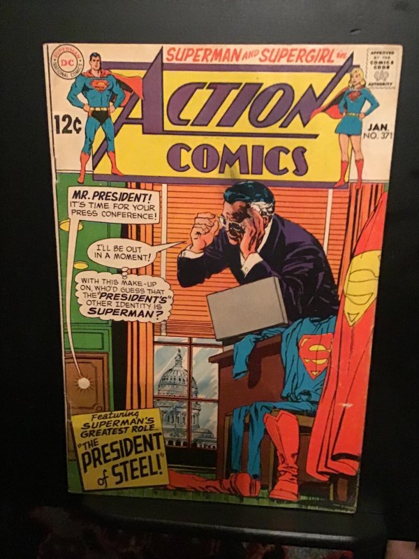 Action Comics #371 (1969) Superman is president! Mid-high-grade FN/VF Wow!