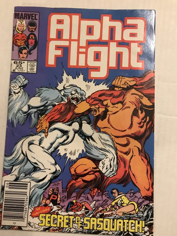 Alpha Flight #23 : Marvel 6/85 VG+;  Newsstand, Sasquatch battle