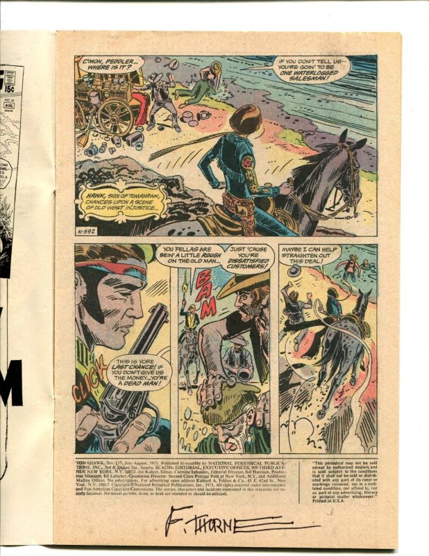 Tomahawk #135 - INTERIOR SIGNED BY FRANK THORNE! (5.0) 1971