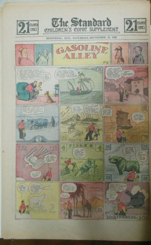 (48) Gasoline Alley Sunday Pages by Frank King from 1928 Size: 11 x 15 inches