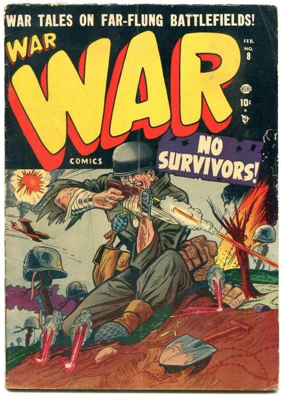 WAR COMICS #8 1952-VIOLENT ATLAS ISSUE-PRE-CODE VG