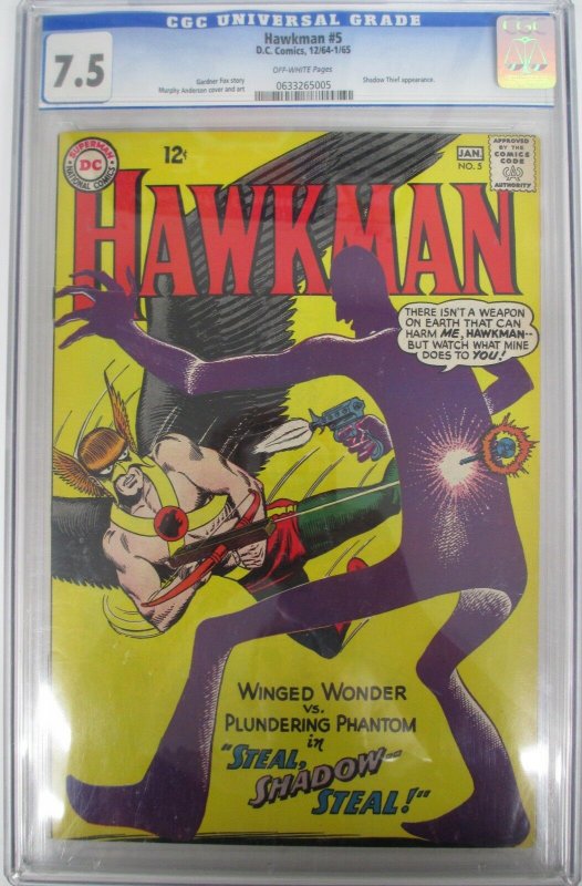 Hawkman #5 CGC 7.5 VF- DC Comics 1964 ~ 1965 Gardner Fox Shadow Thief