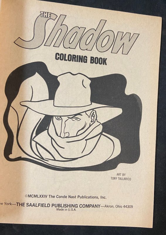 THE SHADOW COLORING BOOK 1974 TONY TALLARICO ART VF+ UNUSED