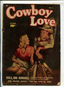 Cowboy Love #4 1949-Fawcett-Photo cover with headlights-Rails & Romance-She...