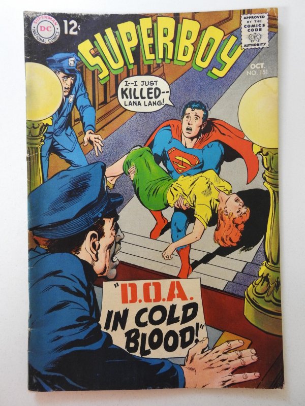 Superboy #151 In Cold Blood! Solid GVG Condition! Stain Top of Book