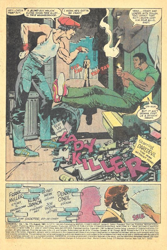 DAREDEVIL #173 (Aug1981) 8.0VF  All Frank Miller w/ Klaus Janson!  GLADIATOR!