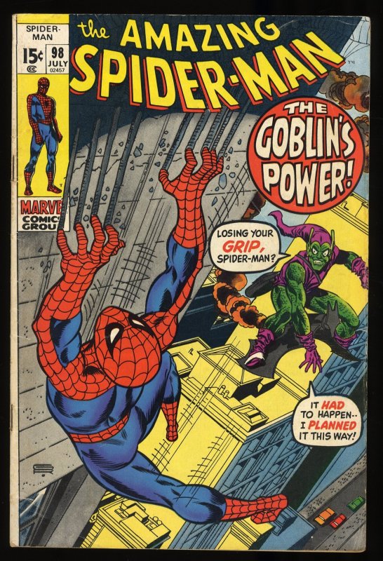 Amazing Spider-Man #98 FN- 5.5 Drug Issue! Green Goblin! No CCA!