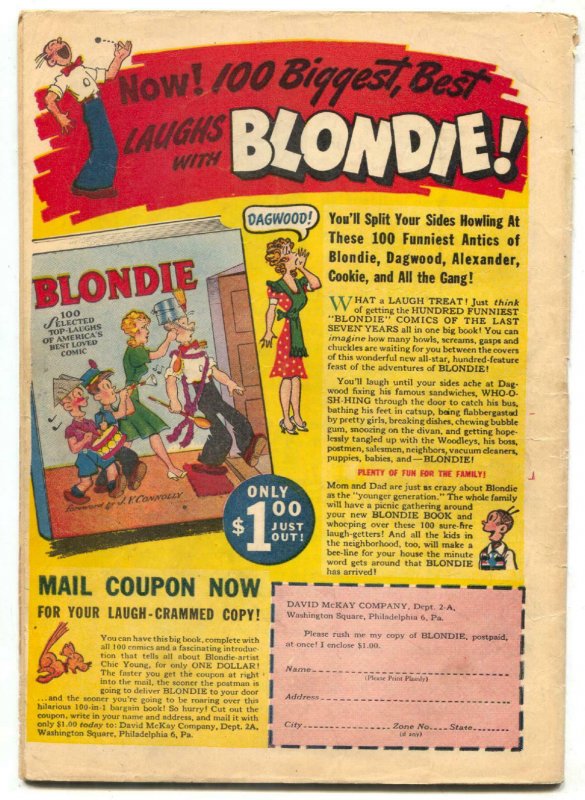 Feature Book #45 1945-BLONDIE-Chic Young bio Dagwood- VG