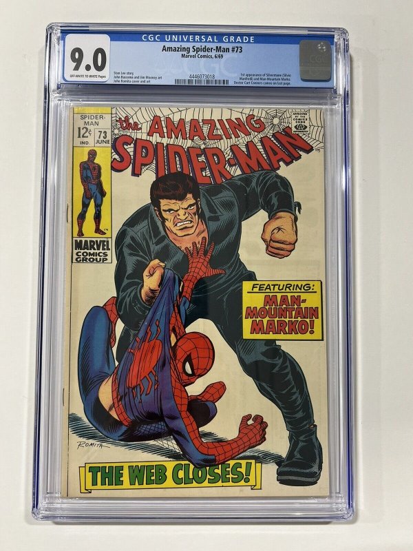 Amazing Spider-Man 73 1969 Cgc 9.0 OW/W pages Marvel Comics