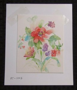 MOTHERS BIRTHDAY Watercolor Vivid Flowers 7x8.5 Greeting Card Art #1006